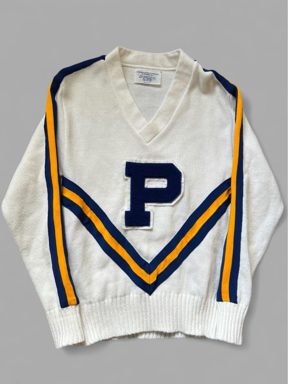 Vintage 70’s Bristol Products V-Neck Collegiate Letterman Retro Sweater. Size M.